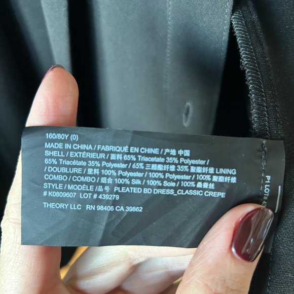 Theory Black Mini Pleated Dress - Picture 6 of 6